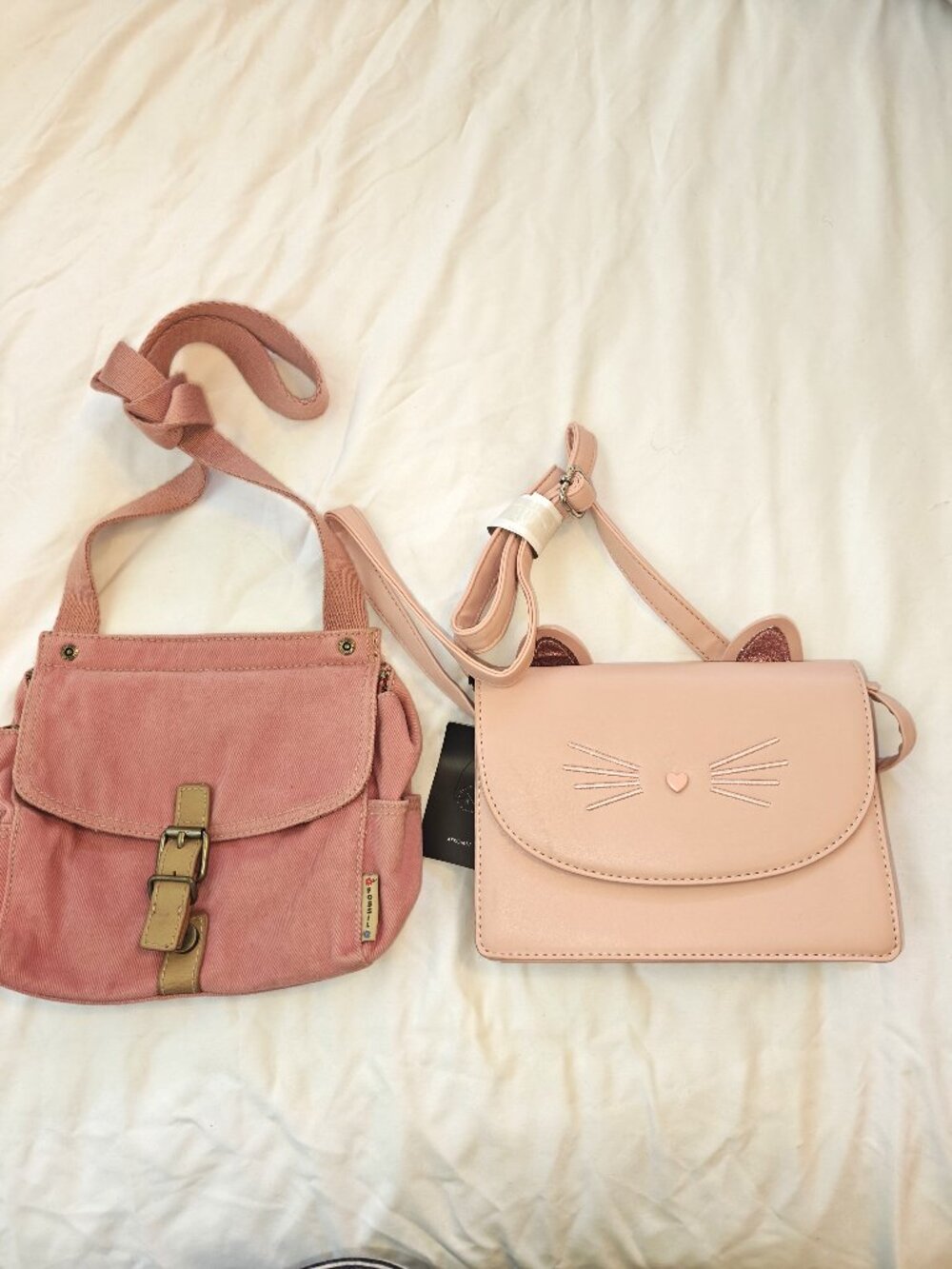 Bundle of 2 Girls's Purses Afkomst Pink Kitty Purse and Fossil, NWT
